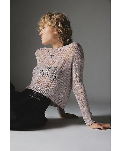 Silence + Noise Nora Sparkly Open-Knit Sweater - Gray