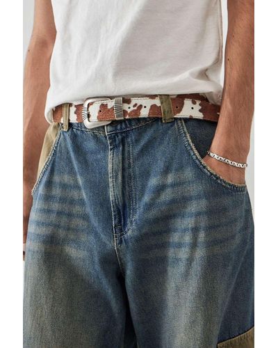 Urban Outfitters Uo Cow Print Buckle Belt - Blue