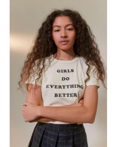 Urban Outfitters Future State Girls Rule Baby Tee - Natural