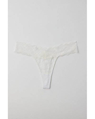 Out From Under Lace Low-Rise Thong - Blue