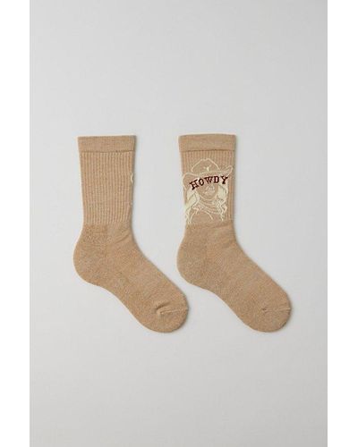 Urban Outfitters Howdy Crew Sock - Natural