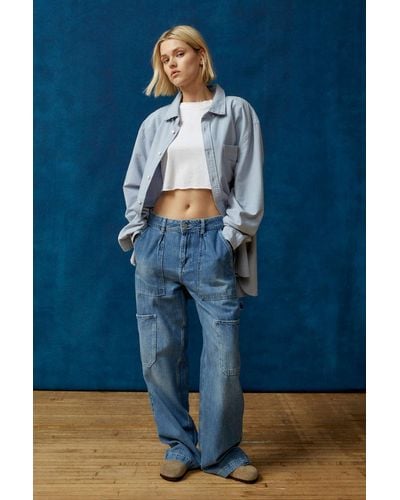 BDG Julian Wide-leg Cargo Jean In Tinted Denim,at Urban Outfitters - Blue