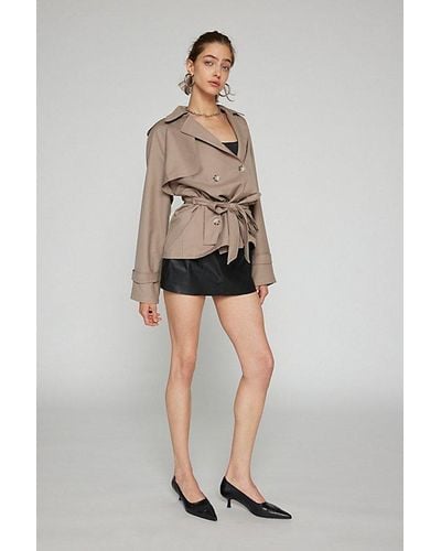 Lioness Cropped Trencherous Coat Jacket - Natural