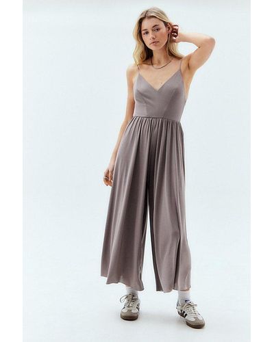 Urban Outfitters Uo Molly Cupro Culotte Jumpsuit - Brown