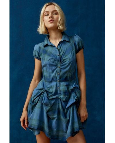 BDG Max Plaid Mini Dress - Blue