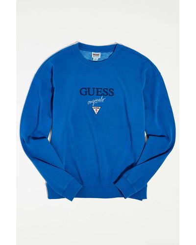 Guess Baker Logo Crew Neck Sweatshirt - Blue