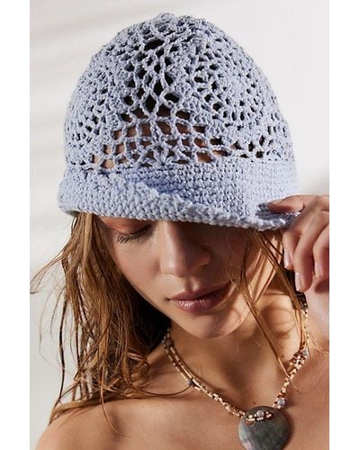 Urban Outfitters Lia Hand-Crochet Bucket Hat - Blue