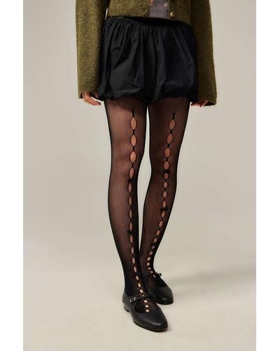 Out From Under Bow Cut-out Tights - Black