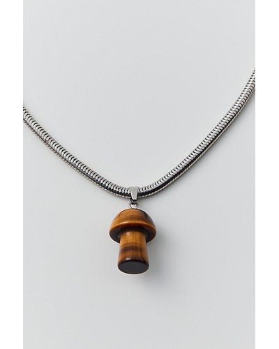 Urban Outfitters Mushroom Genuine Stone Necklace - Metallic