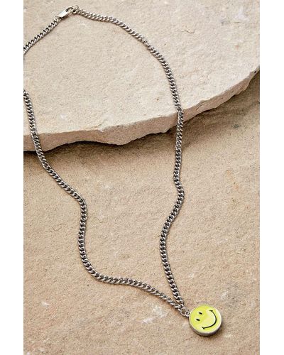 Urban Outfitters Smiley Pendant Necklace - Metallic