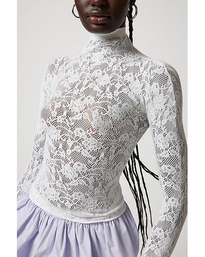 Out From Under Divine Sheer Lace Cutout Top - Gray