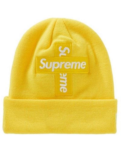 Supreme New Era Cross Box Logo Beanie - Yellow