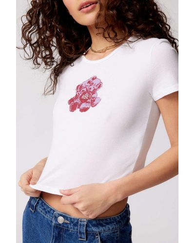 Obey Bear Hug Baby Tee In White,at Urban Outfitters