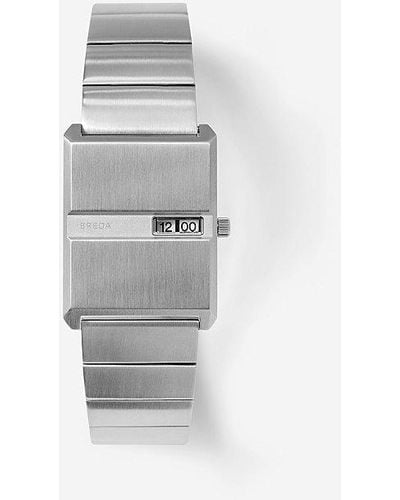 Breda Pulse Stainless Steel Metal Bracelet Quartz Watch - Grey