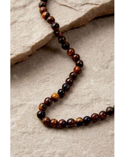 Urban Outfitters Brown Beaded Stone Choker Necklace - Natural