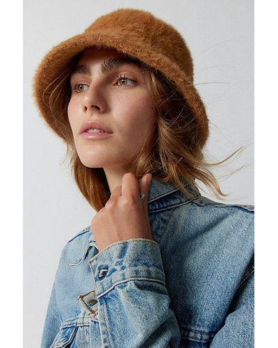Urban Outfitters Cassie Fuzzy Bucket Hat - Blue