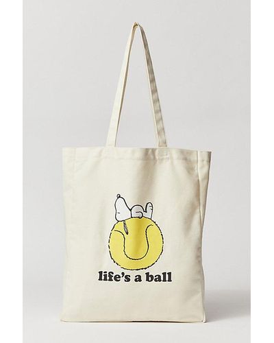 Urban Outfitters Peanuts Snoopy Life'S A Ball Tote Bag - White