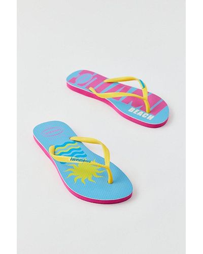 Havaianas Printed Slim Flip Flop Sandal - Blue
