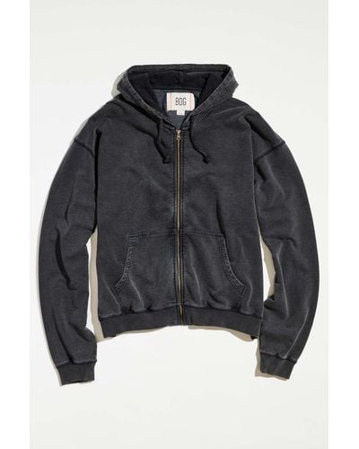 BDG Bonfire Full Zip Hoodie Sweatshirt In Black At Urban Outfitters