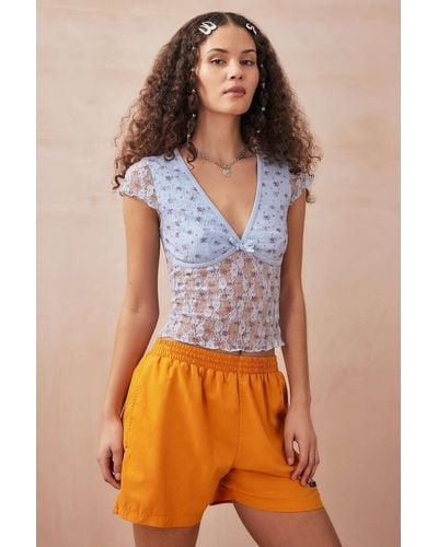 Urban Outfitters Uo Madison Lace Blouse - Blue