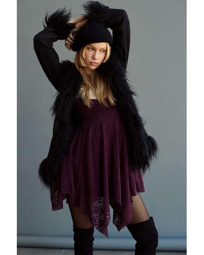Urban Outfitters Uo Britney Faux Fur Trim Jacket - Black