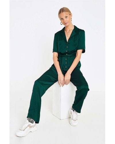 Urban Outfitters Uo Satin Boilersuit - Green