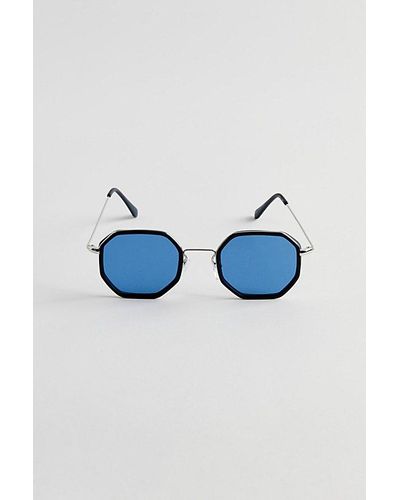 Urban Outfitters Wells Combo Hex Sunglasses - Blue
