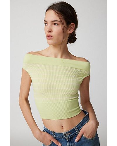 Out From Under Paige Seamless Off-The-Shoulder Top - Green
