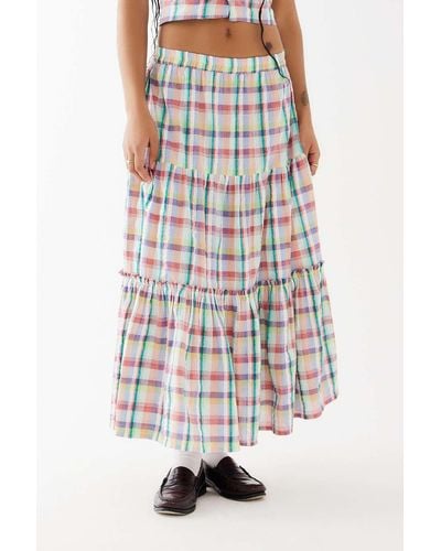 Damson Madder Picnic Check Thea Midi Skirt Uk 6 At Urban Outfitters - Multicolour