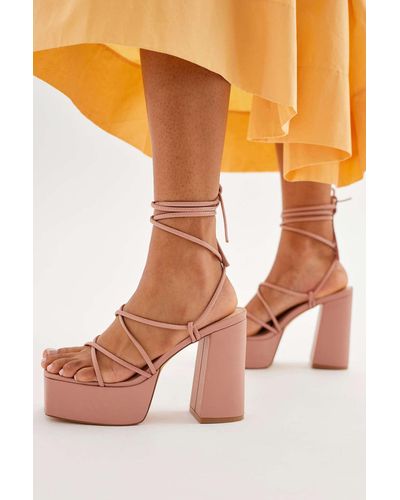 Urban Outfitters Uo Polly Strappy Platform Heel - Orange