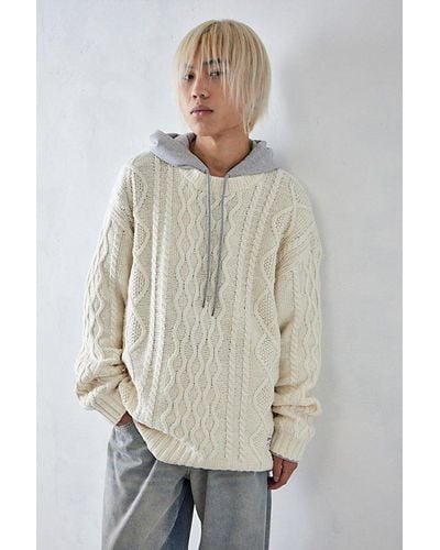 BDG Ecru Heavy Cable Knit Sweater - Natural