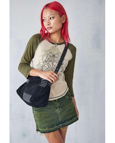 Urban Outfitters Uo - schultertasche im patchwork-stil aus wildleder - Schwarz