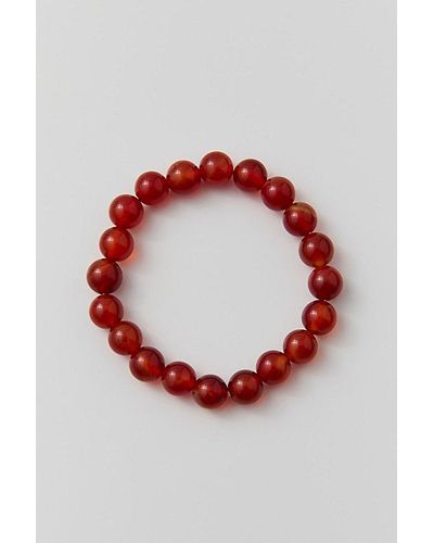 Urban Outfitters Genuine Stone Beaded Bracelet - Red
