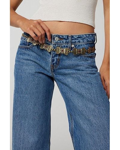 Urban Outfitters Square Western Chain Belt - Blue