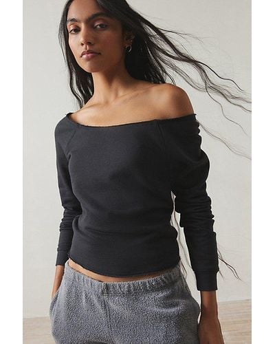 Out From Under Off-The-Shoulder Pullover Sweatshirt - Black