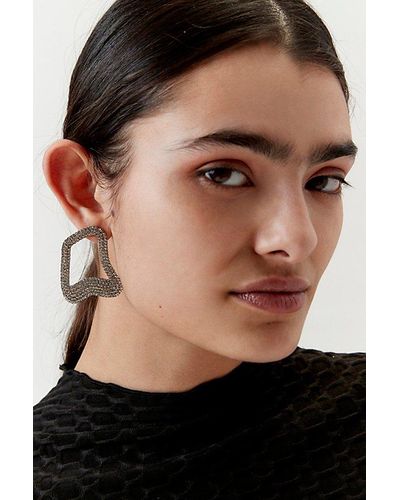 Urban Outfitters Rhinestone Statement Mismatched Hoop Earring - Black