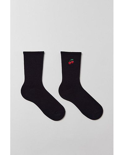 Urban Outfitters Cherry Icon Crew Sock - Black