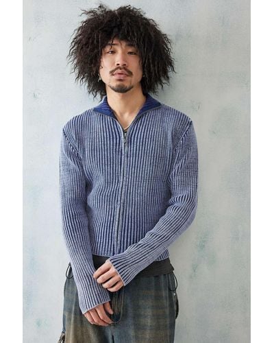 Jaded London Lucid Knit Track Top - Blue