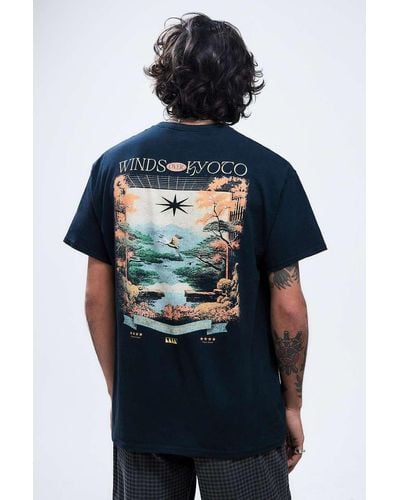 Urban Outfitters Uo Black Winds Of Kyoto T-shirt - Blue