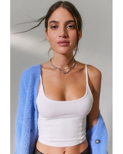 Urban Outfitters Uo Cabana Cropped Ribbed Cami - Blue