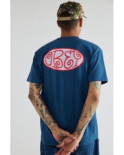 Obey Uo Exclusive Bean Tee - Blue