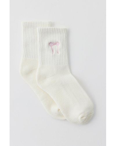 Urban Outfitters Bow Quarter Crew Sock - White