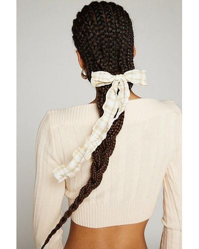 Urban Outfitters Wavy Gingham Bow Barrette - Natural