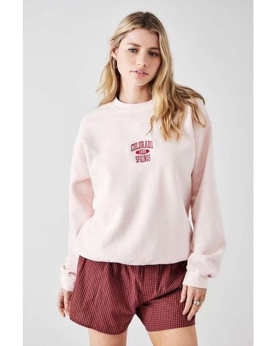 Urban Outfitters Uo Pink Colorado Spring Crew Neck Sweatshirt - White