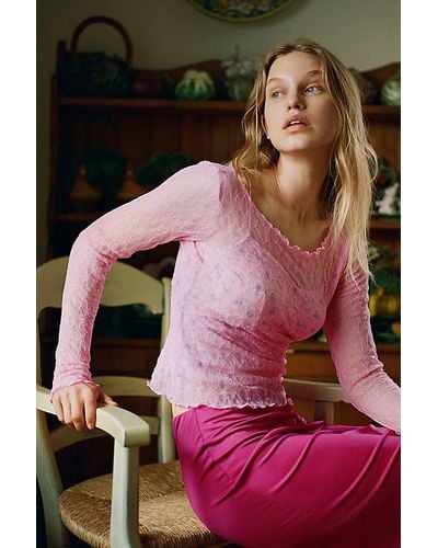 Out From Under Libby Sheer Long Sleeve Top - Pink