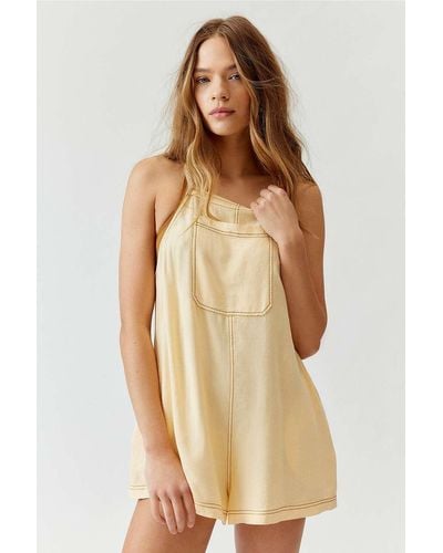 Urban Outfitters Uo Greta Jersey Playsuit - Natural