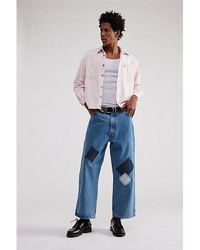 Urban Renewal Remade Overdyed Cropped Chambray Button-Down Shirt - Blue