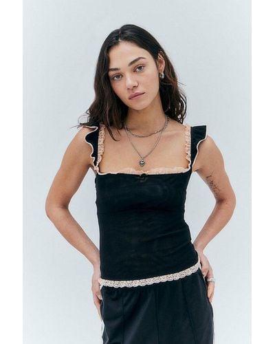 Urban Outfitters Uo Dianna Lace Trim Cami - Black
