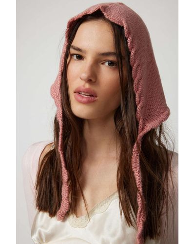 Urban Outfitters Sally Open Knit Hood In Mauve,at - Brown