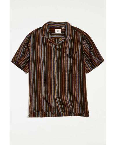 BDG Eli Dobby Stripe Shirt - Brown